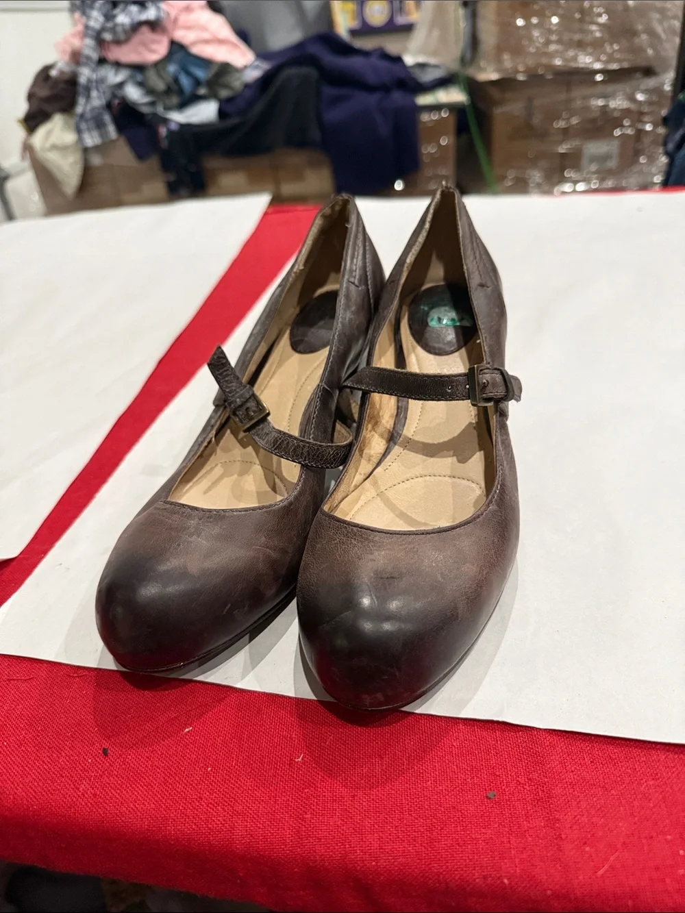 Frye Brown Mary Jane Block Heel Pumps